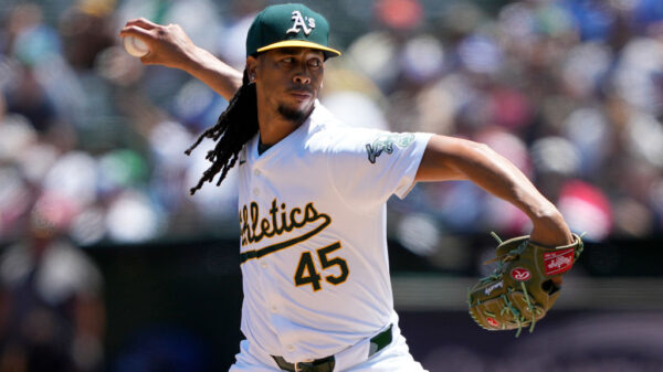 Osvaldo Bido #45 of the Oakland Athletics