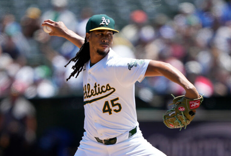 Osvaldo Bido #45 of the Oakland Athletics