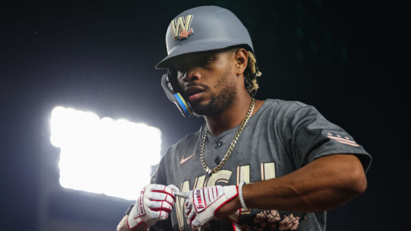 Jose Tena #8 of the Washington Nationals