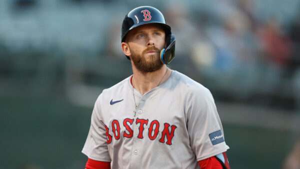 Trevor Story #10 of the Boston Red Sox